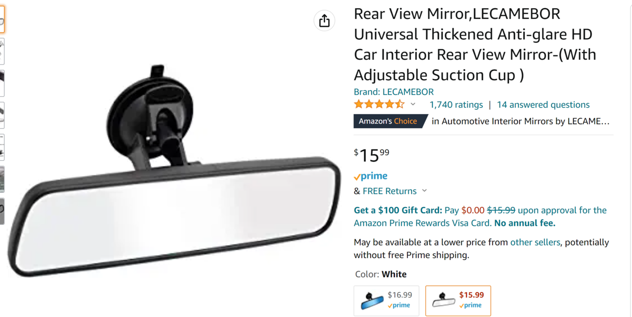 Rear View Mirror, Universal 10 inch Panoramic Thickened Anti-Glare HD Car Interior Rear View Mirror Accessories