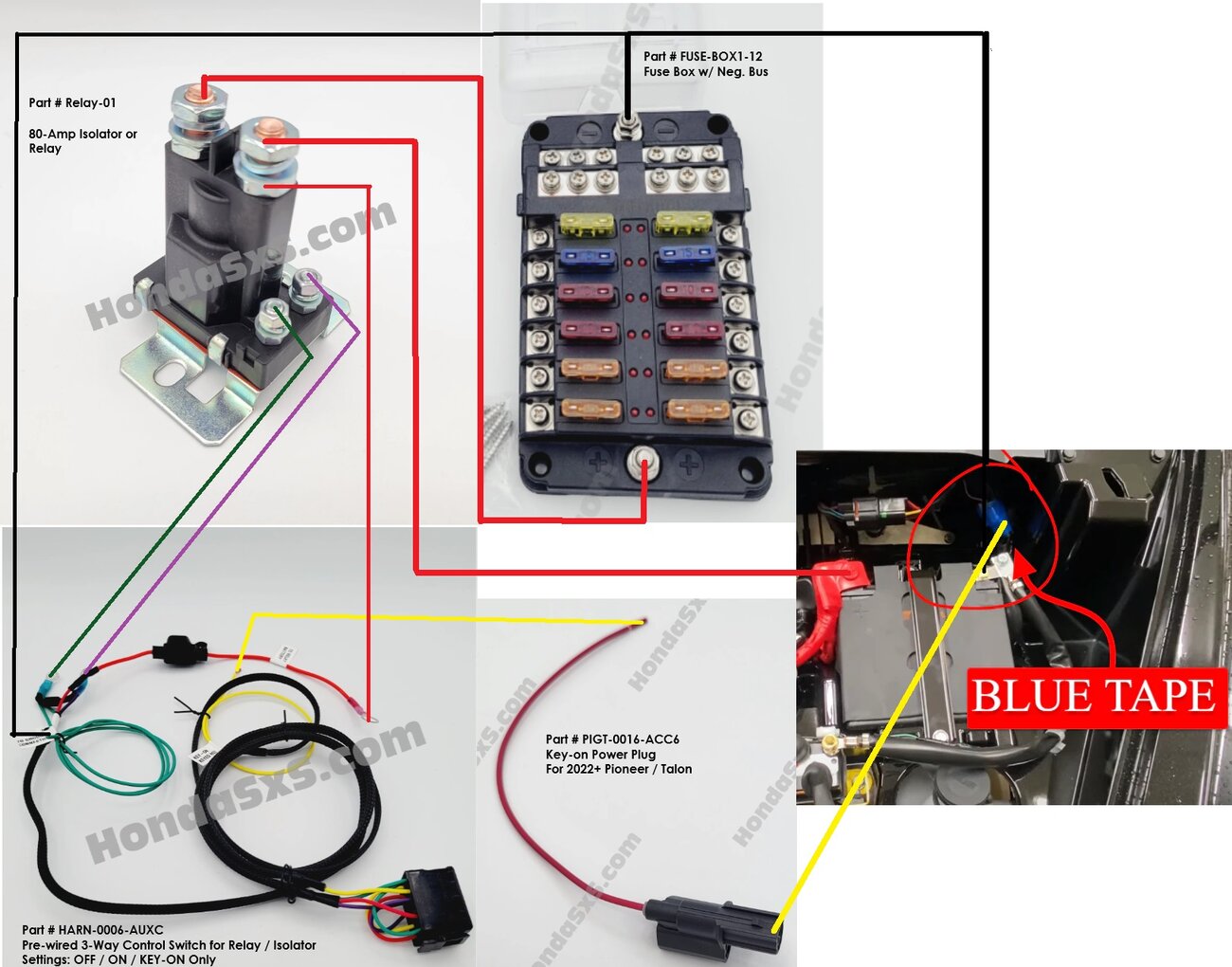 Diagram of Relay 3 Way Switch and fuse box