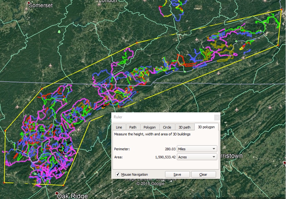 East TN   KY Trail System 280 Sq Miles 1590000 Acres