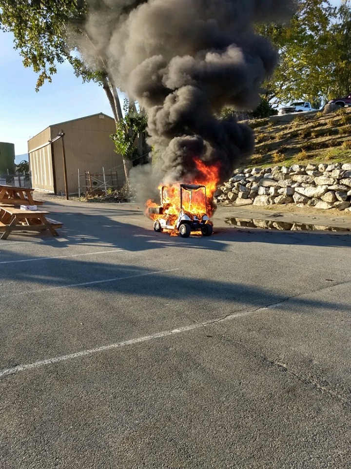 Golf cart fire