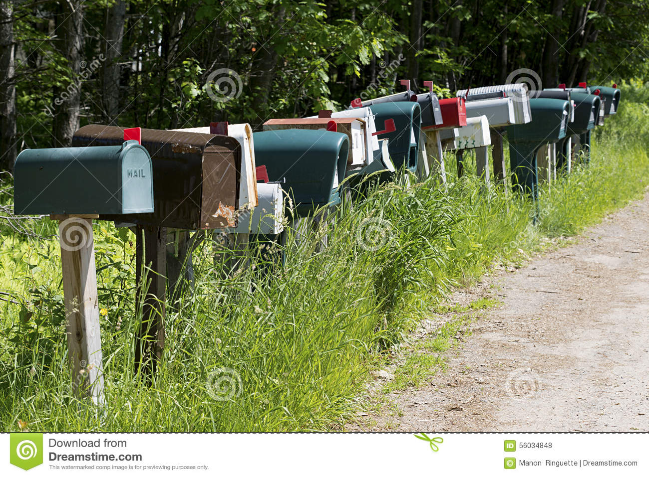 Mailboxes country lane lined up row st joseph island northern ontario area well known its rura