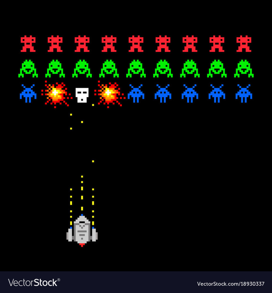 Pixel space invader game vector 18930337