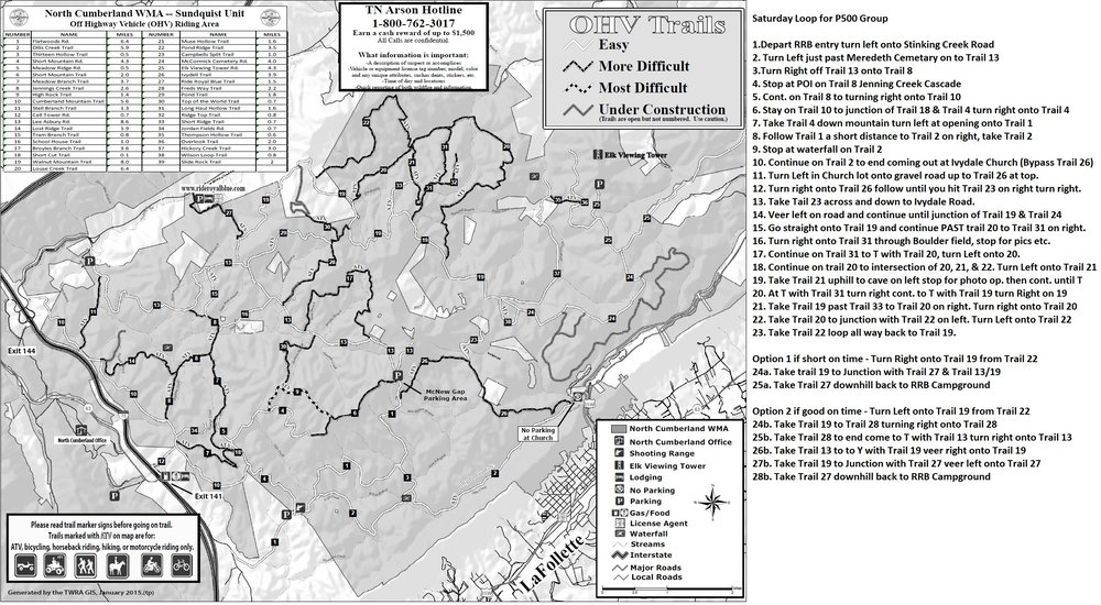 Takeover P500 Saturday Trail Map
