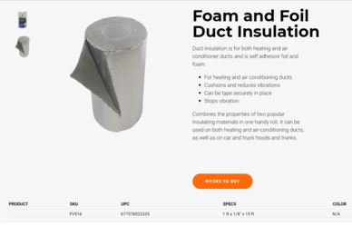 Frost king Foam and Foil Duct Insulation