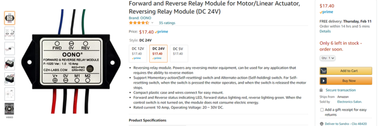 FWD REV Relay Module for Motor or Linear Actuator Reversing Relay Module 12V 24V