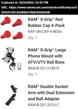 Thank you for your Order RAM Mounts
