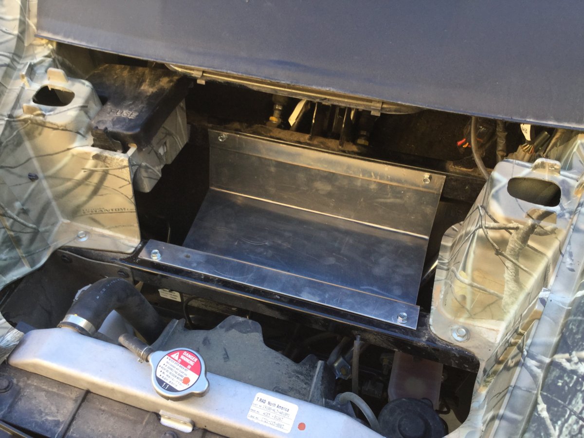 Removable tray for under-hood storage